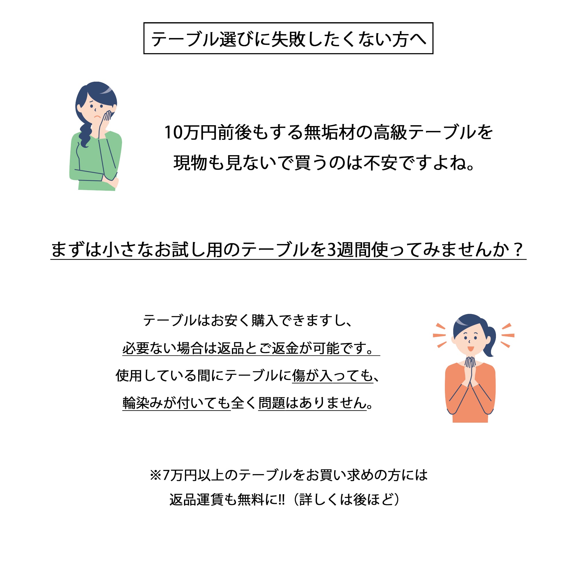 欲しいテーブルを買う前に『試せるテーブル』 NO1トライアルテーブル 返品可能 60cm×60cm 品質確認用 オーク チェリー ウォールナット メープル 天然木 無垢材 ウレタン塗装 オイル塗装