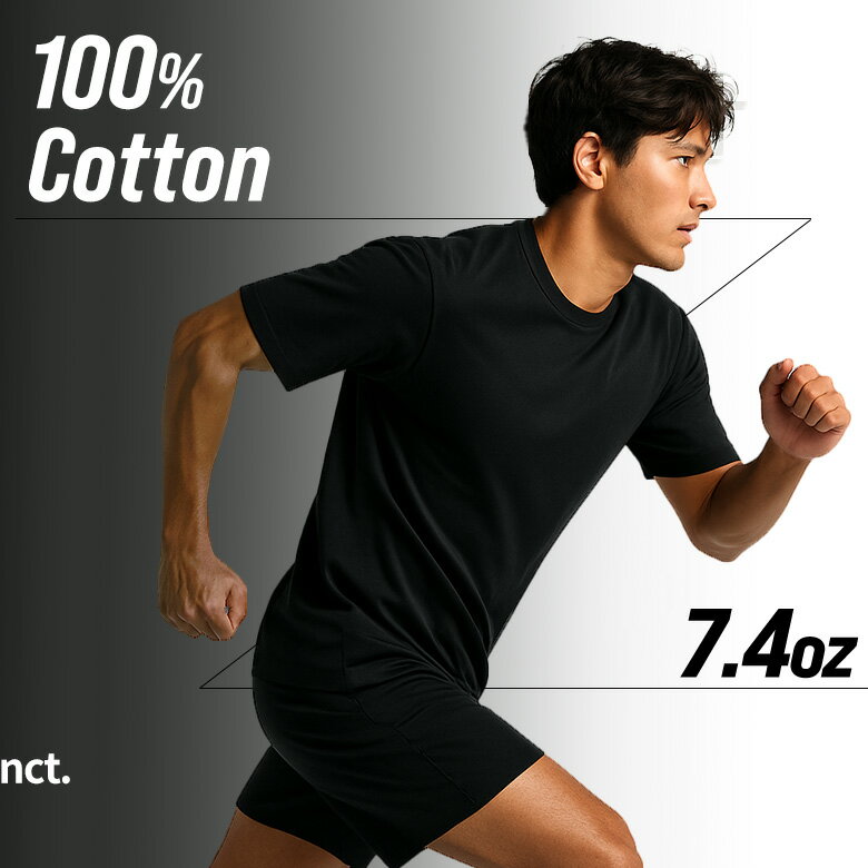 厚手 無地 半袖Tシャツ メンズ 綿100% 7.4oz 透けない 丈夫 シンプル オーバーサイズ 大きいサイズ S〜3XL 白 黒 ネイビー ビジネスインナー スポーツウェア ウォーキング 夏用 部屋干し対応 ダブルステッチ 首リブ 父の日 ギフト 1枚・3枚・5枚セット 男性 tシャツ 00148 - Image 3