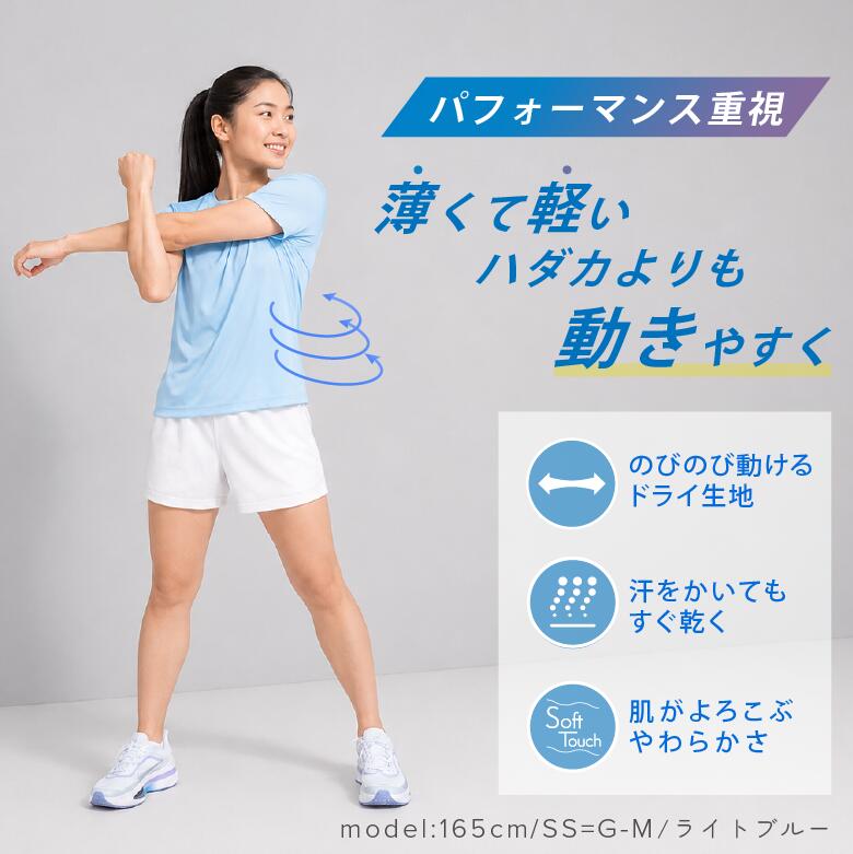 スポーツtシャツ レディース 半袖 速乾 薄手 ドライtシャツ アンダーシャツ 【凹凸ゼロの極薄3.5ozスムース×UPF50+秒乾】 ジムtシャツ スポーツウェア インナー 入浴介助 テニス ヨガ ランニング 通勤 部屋着 無地 大きいサイズ 白 黒 紺 青 緑 赤 ピンク 春 夏 秋 00350 rtm-select-10012814 RTM Select 楽天市場店 サンプル画像2