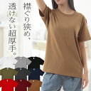 tシャツ 無地 白 厚手 丈夫 透けない レディース 半袖 綿100% 襟の伸びない シンプル 無地 カットソー クルーネック ビジネスインナー ルームウェア ...