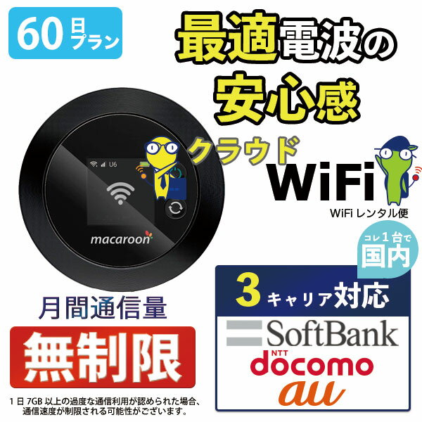 ポケットwifi 60日 無制限 即日発送 レンタルwifi