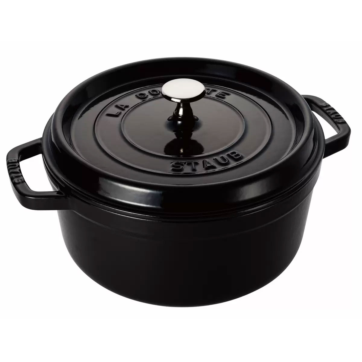 【送料無料】Staub/ストウブ ピコ・ココット ラウンド 20cm シャイニーブラック　両手鍋/鋳物/ホーロー/IH対応 1