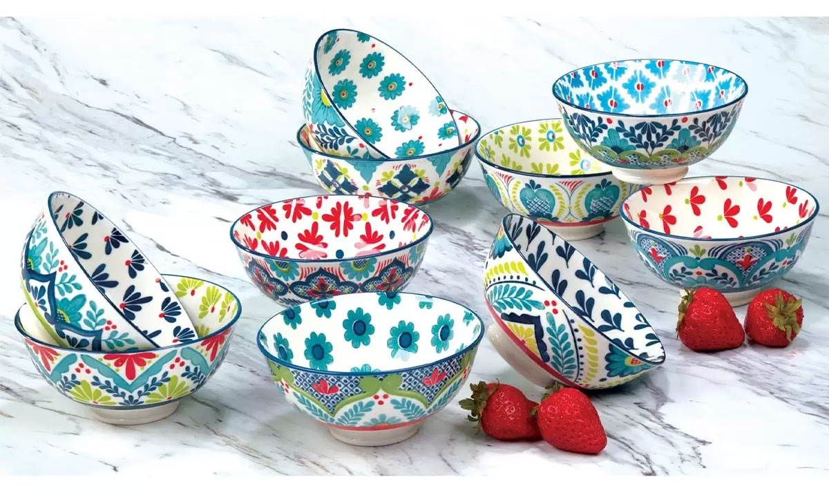 【送料無料】Talavera/タラベラ　ボウル/お茶碗　10ピースセット　直径12cm(約)　磁器/コストコ/10種類/10個