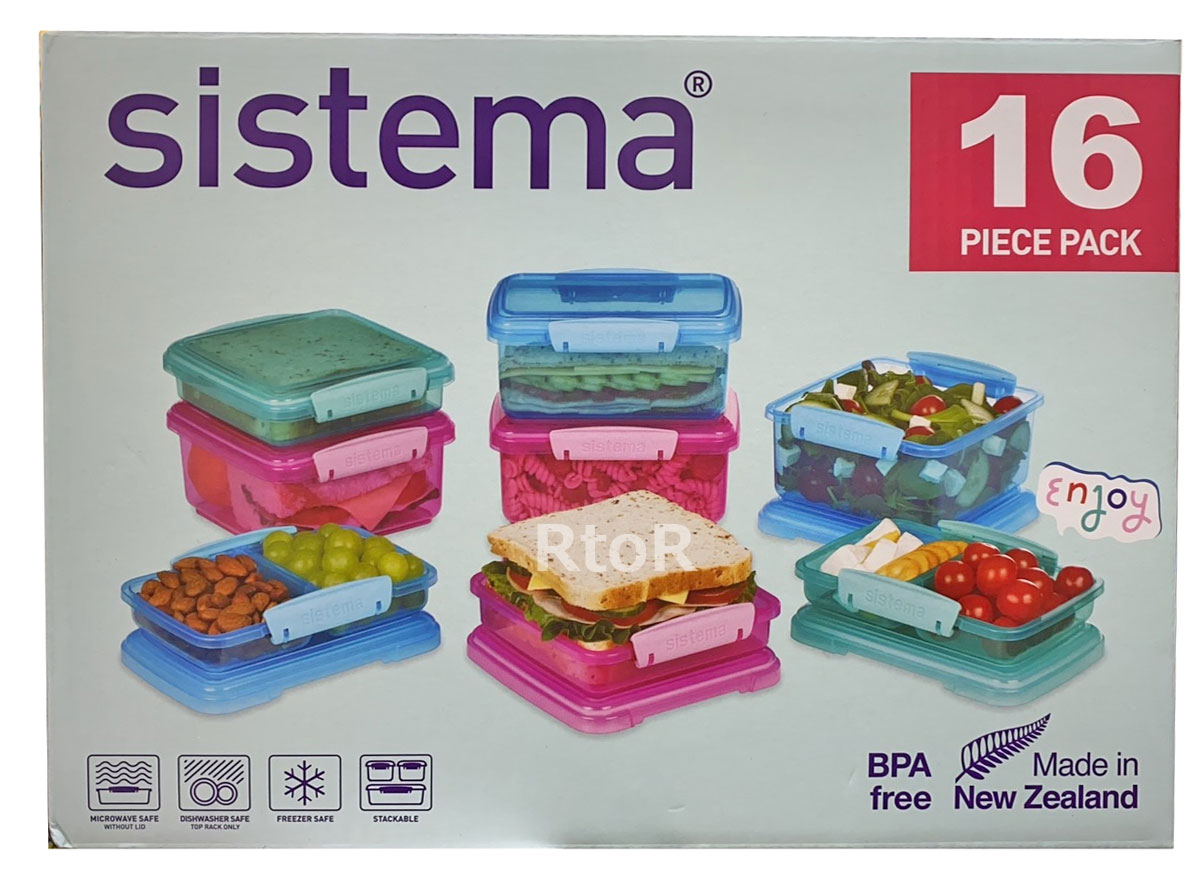 sistema/システマ　LUNCH　フードコンテナ　8ピースセット(4サイズ/8個セット) 350ml/450ml/1L/1.2L/コンテナー/ニュージーランド製