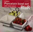 PORCELAIN SQUARE BOWLS　4個セット　12.5×12.5×5cm　小皿/角皿　メタルスタンド付き　CERTIFIED/スクエアボウル