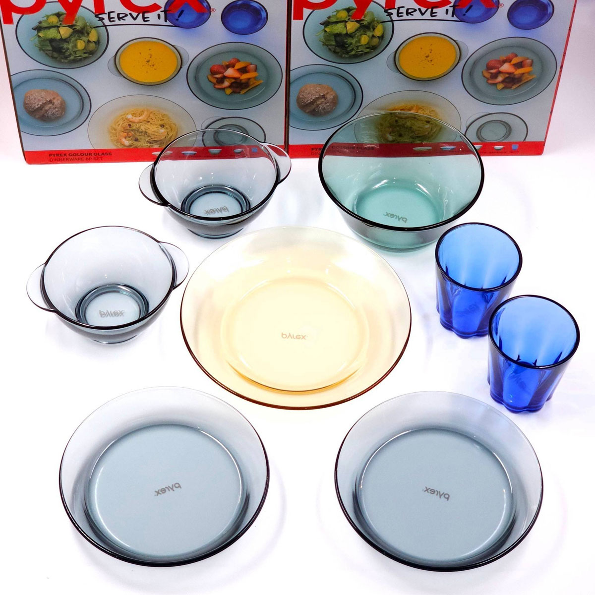 ������̵����PYREX ���顼 ���饹 �ǥ��ʡ������� 8�����å� �ץ졼�� �� ���� ������ܥ��� �ܥ��� ���饹/�ѥ���å��� /�����ȥ�