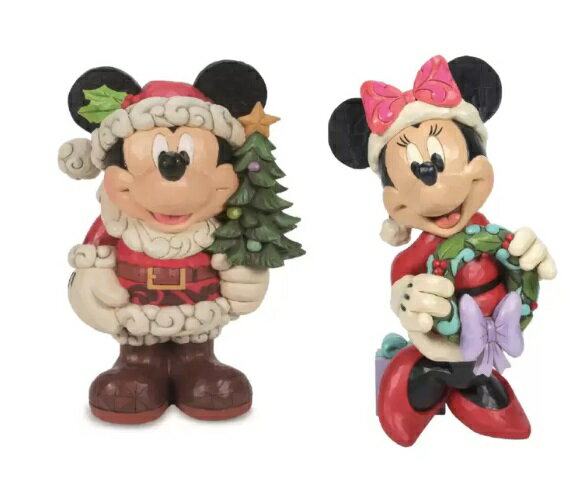 【送料無料】ジム ショア ディズニー サンタの置物　ミッキーマウス/ミニーマウス　高さ約43cm　クリスマス飾り　デコレーション/装飾品　※同梱不可商品