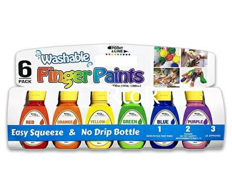 Washable Finger Paints フィンガーペイント　330ml×6色セット　絵の具/水洗い可