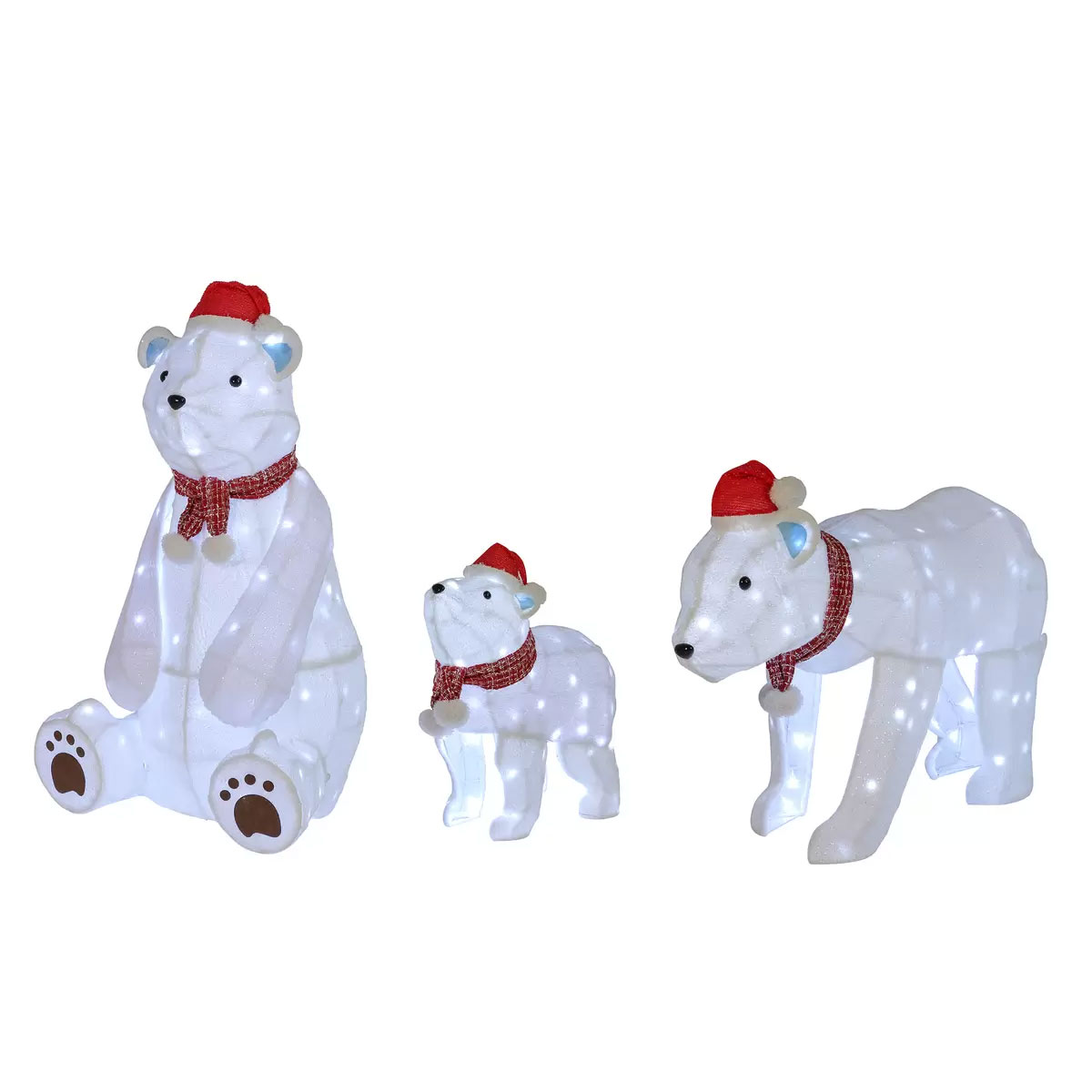 【送料無料】シロクマの親子 3体セット LEDライト370球付き 　屋内外用/イルミネーション/装飾/キラキラ/くま/ポーラーベア/コストコ