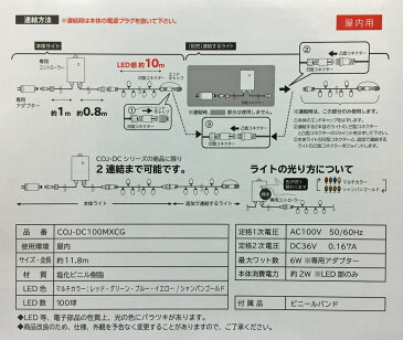 屋内用 LEDライト(松ぼっくり型) 100球/10m/4パターン パインコーン型 イルミネーション/クリスマスツリー/ガーランド/電飾/コストコ