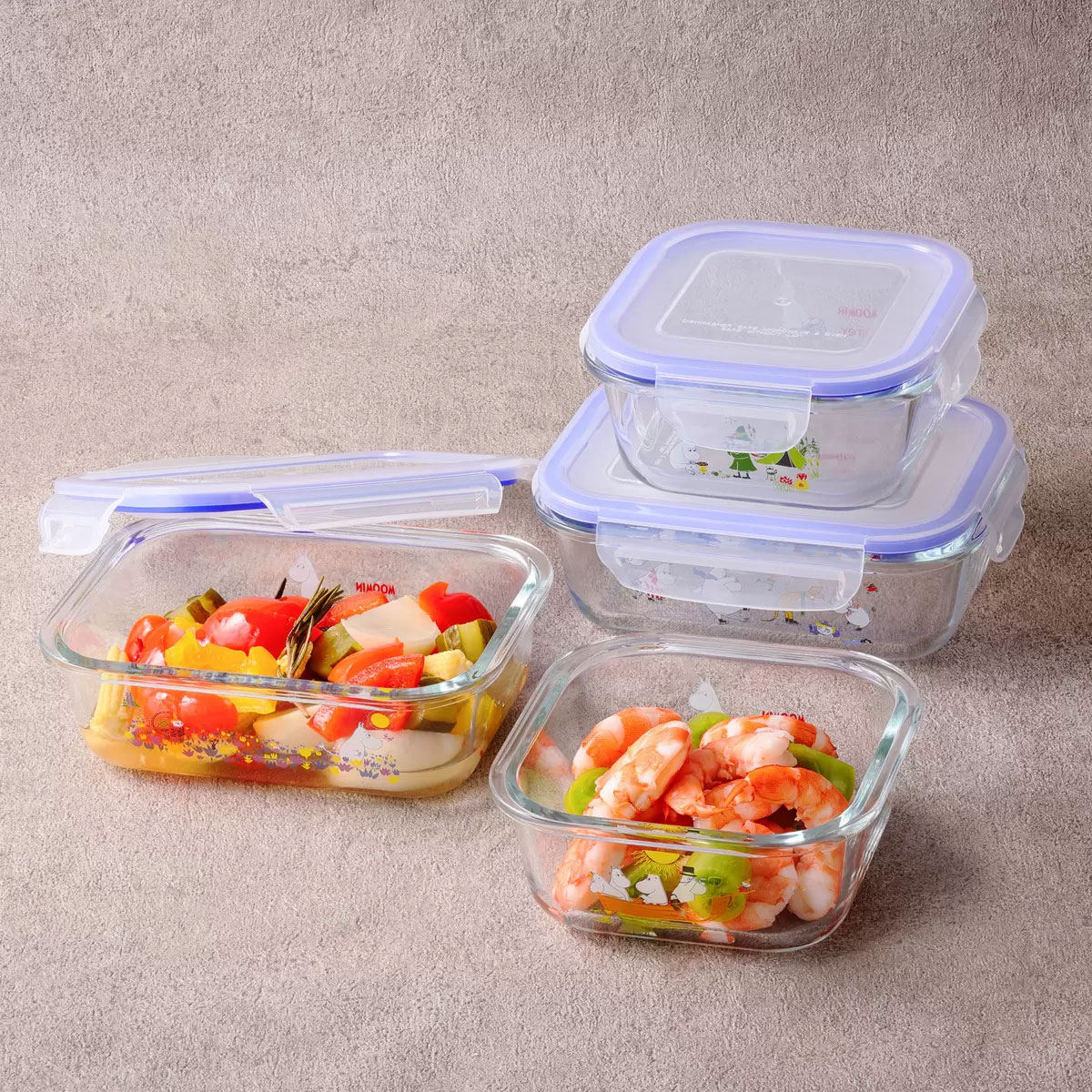 【送料無料】Moomin × Pyrex /パイレックス　ムーミン エアタイト ガラス食品保存容器 4個セット(2サイズ)