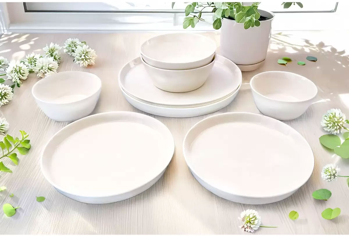 Rakuten - 【送料無料】maebata 白いプレート＆ボウル 8点セット　プレート2サイズ/ボウル2サイズ/食洗機/レンジ可/白いお皿/ホワイト