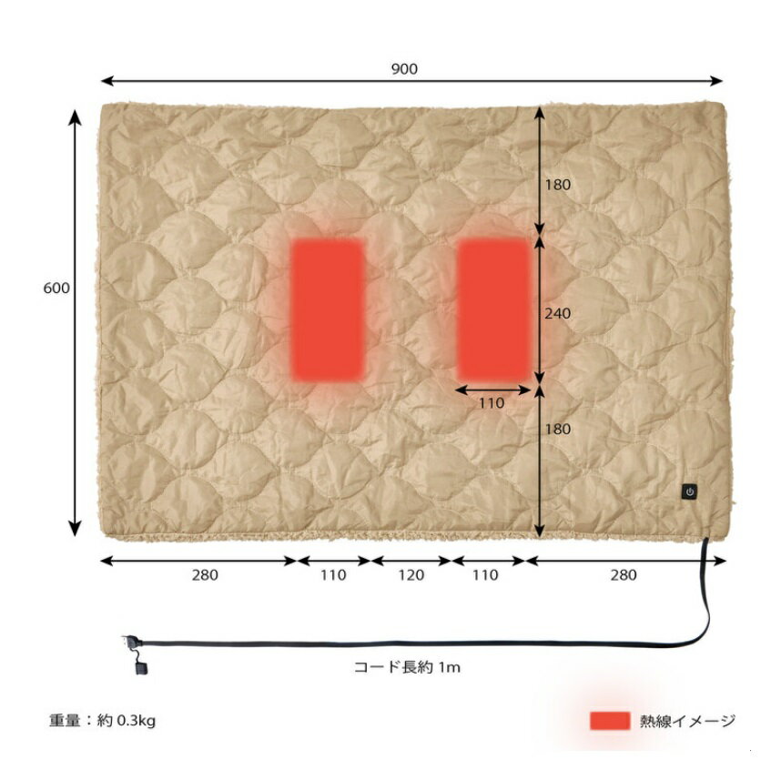 【送料無料】ユアサ USB ポータブル電気ブランケット  オレンジ YCB-CU25C 収納袋付き/ユアサプライムス/USB給電式/電気毛布※パッケージダメージ [2]