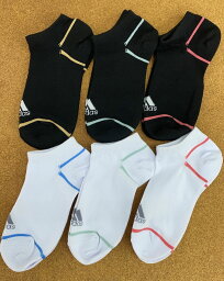 メール便無料♪【6足組】アディダス　レディース　ショートソックス　23-25cm 白3足+黒3足　adidas/くるぶし/スニーカー/靴下