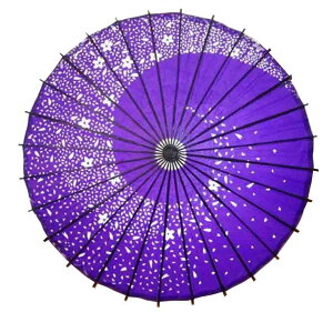 踊り傘 和傘 桜吹雪 直径84cm（紫色）日本式 伝統 かさ コスプレ 装飾
