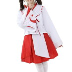 巫女 コスプレ ミニスカ 巫女服 (白/紅) 和服 衣装 みこ コスチューム スカート ハロウィン お正月