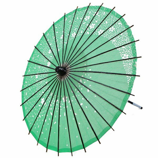 踊り傘 和傘 桜吹雪 直径84cm（緑色）日本式 伝統 かさ コスプレ 装飾 3