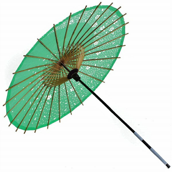 踊り傘 和傘 桜吹雪 直径84cm（緑色）日本式 伝統 かさ コスプレ 装飾 2