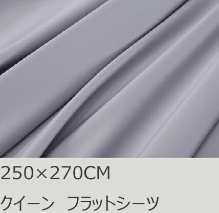 R.T. Home - 高級エジプト超長綿 エジプト綿 綿100% ホテル品質 天然素材 フラットシーツ クイーン 250 270CM クイーン/ダブル兼用 500スレッド カウント サテン織り 80番手糸 シルバー グレー…