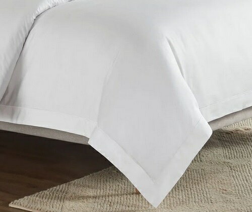 R.T. Home - Premium 高級エジプト超長綿(エジプト綿 綿100%) ホテル品質 天然素材 掛け布団カバー ダブル 190×210CM (羽毛布団 または 肌掛け布団 に最適) 500スレッドカウント サテン織り ホワイト(白) ファスナー付き エレガントひだ付き 100番手糸で軽やか! 190*210CM