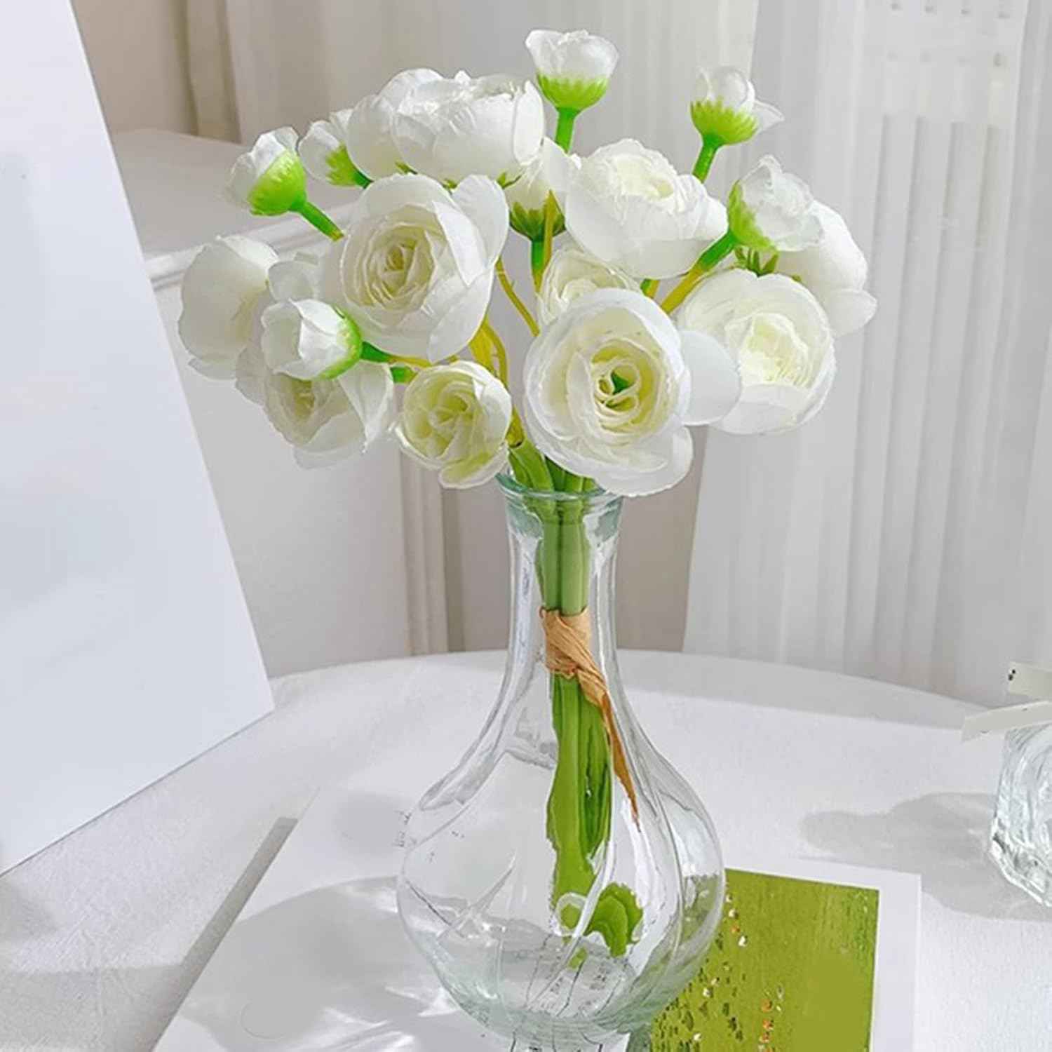 花瓶付きフェイクフラワー 造花 FreeSize 花瓶に入ったシルクフラワー 室内装飾 室内用 花瓶用フェイク..