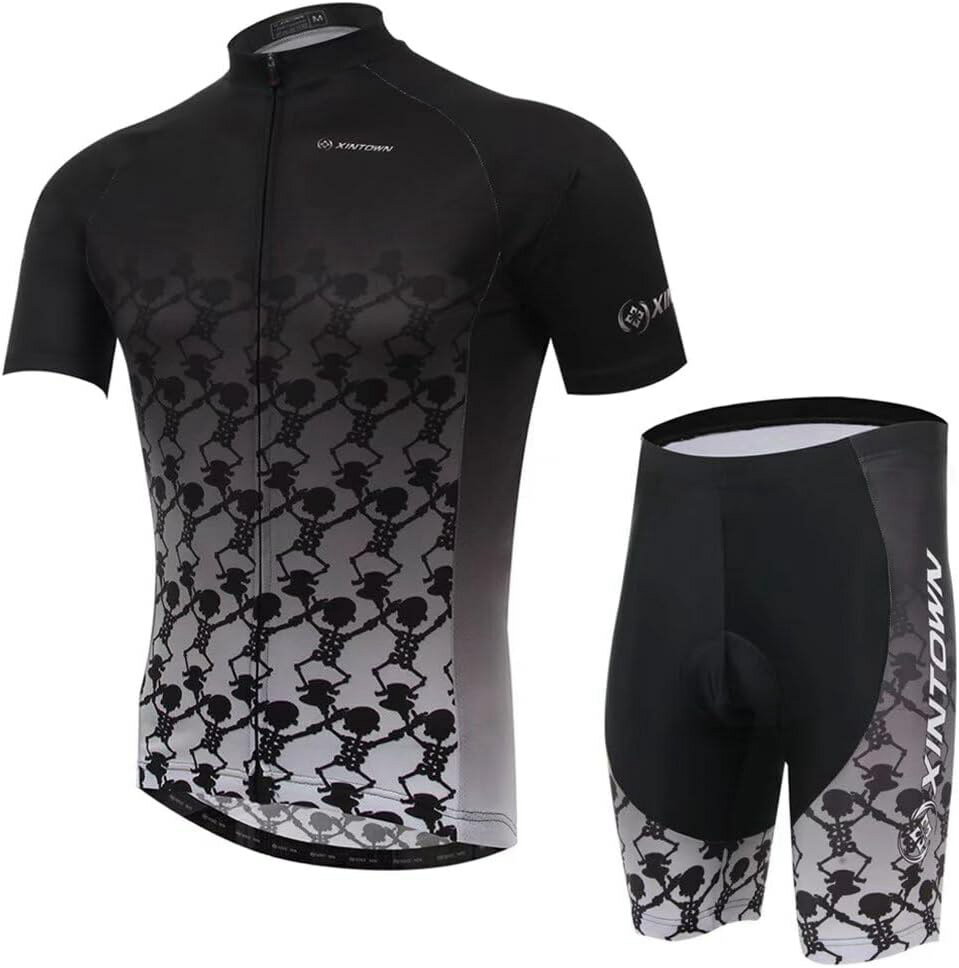 乐天商城 - サイクルジャージ メンズ 半袖 上下2点セット Tシャツ サイクルパンツ 吸汗 速乾 スポーツ パッド 自転車ウェア xhyd-dx-yuangu
