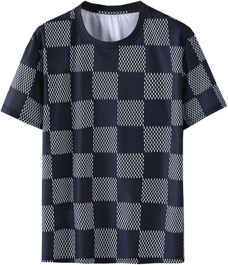デイパレ 半袖Tシャツ メンズ 接触冷感Tシャツ カットソー ひんやり アクティブ 通気速乾 クルーネック チェック柄 …