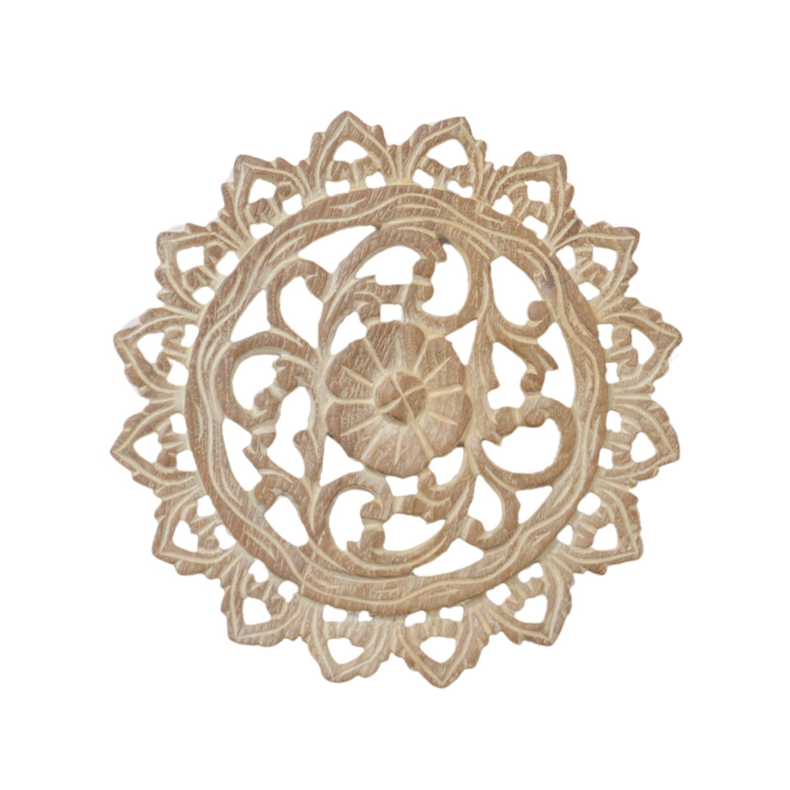 タイの壁飾り【花形 ホワイトウォッシュ】 一点物 タイ買い付け ハンドメイド おしゃれ アジアン雑貨 タイ雑貨 タイ インテリア ウォールデコレーション オブジェ 壁掛け 壁飾り バリ雑貨 フレーム アート サロン 高級感 高級品 カービング レリーフ