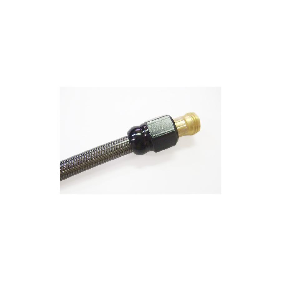 メーカー名：アルキャンハンズメーカー品番：MA1850Bホース色：クリアメッシュホースホース長：1850色[カラー]：アルミバンジョーブラック備考：＊バンジョーアダプターは別売り【商品内容】・メッシュホース（約1850mm）×1・オリーブ×2・バンジョー×2【仕様】・ホース：編上ステンレスメッシュ・インナーパーツ：真鍮オリーブカシメ仕様・バンジョー：アルミ/アルマイト加工※ご注意ください※・この商品にはバンジョーアダプター・バンジョーボルト・ワッシャーなどは付属されていません・別途バンジョーアダプター・バンジョーボルト・ワッシャーなど必要に応じてお買い求めください・メッシュホースとインナーパーツを純正品と同じくカシメることで、つなぎ目の精度を飛躍的に高めます