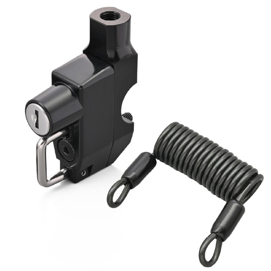 メーカー名：デイトナメーカー品番：63069●バイク用へルメットホルダー ミラーホルダー付き●φ22.2ハンドルに32mmピッチのDAYTONA・NISSINマスターシリンダー対応●へルメットロックがない、または後付けのサドルバッグが干渉し既存のヘルメットが使用できない場合の増設用●ボルトオンで簡単装着 / スペアキー含めカギ2本付属 / ワイヤーコード付属 ●参考適合車種:TRACER9 GT(21ー23)、KATANA(19ー24)、エリミネーター(24ー25)、Z900RS(18ー25)販売備考：キャンセル不可商品です。※ 車種によっては左側に取付できない場合があります。※ ヘルメットのストラップが届かない場合は、付属のワイヤーを使用してください。※ エリミネーターSE/プラザエディションの純正USB付き車は取付できません。