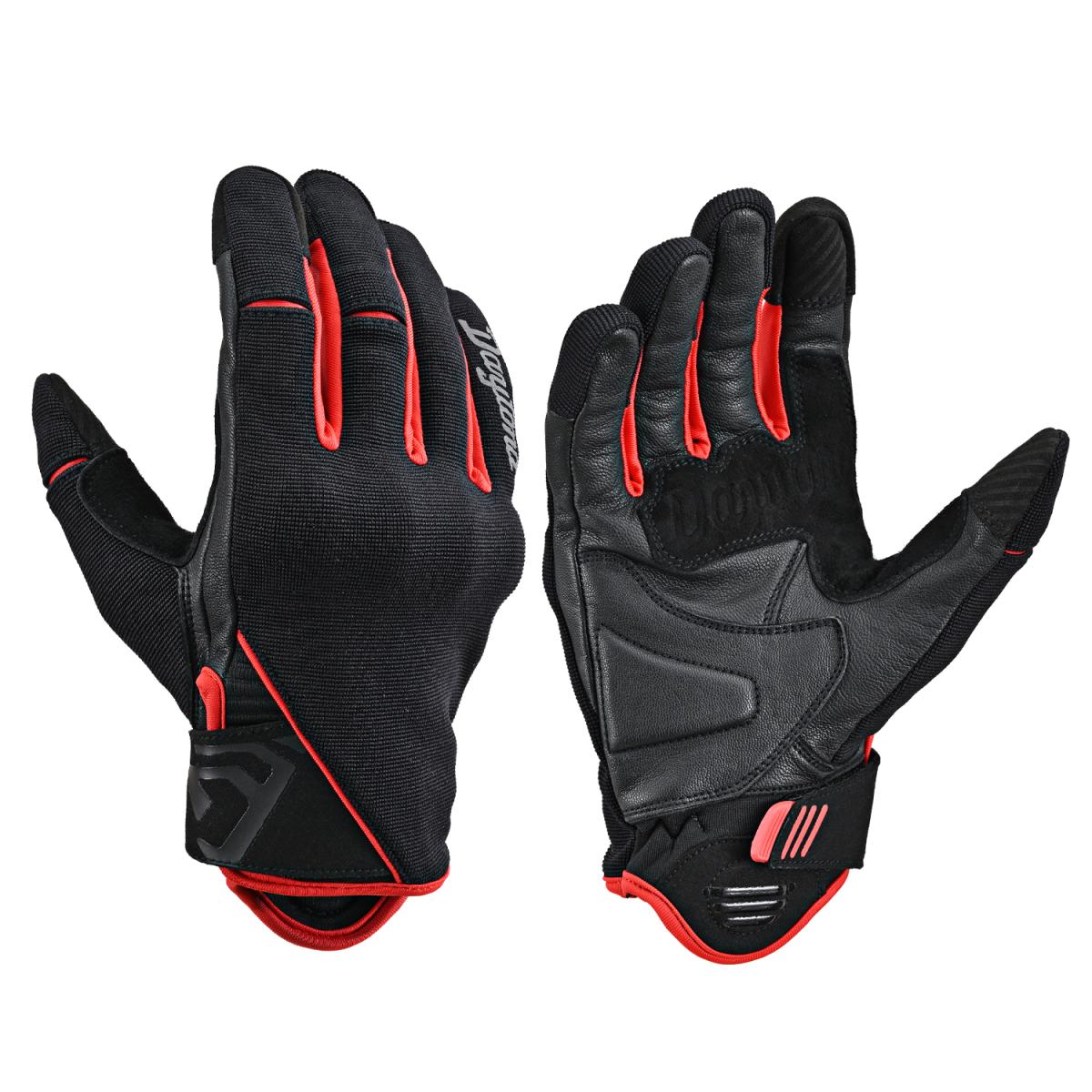 手套 - Daytona (デイトナ) DG-031 エアスループロテクトグローブ ブラック/レッド /S 64659