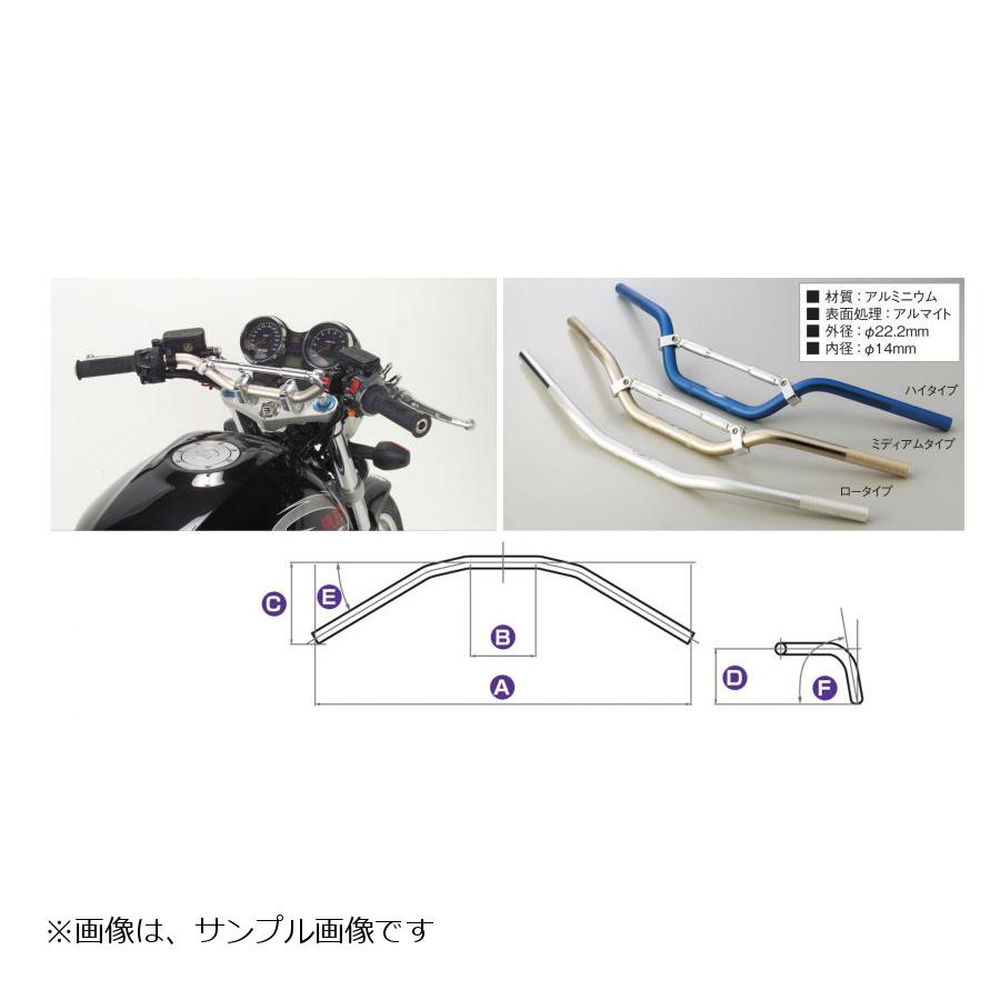メーカー名：アクティブメーカー品番：60801036◆ビッグネイキッドを中心としたロードモデルを対象に開発されたアルミハンドル“ロードバー”◆微妙な絞りと垂れ角が押さえこみをサポート◆ショット加工を施した特徴的な表面に、アルマイト処理が施されています◆カラー：ブラック◆タイプ：ロータイプ【サイズ】・全幅：700mm・センター幅：126mm・引き寸：119mm・全高：32.5mm・絞り角：24°