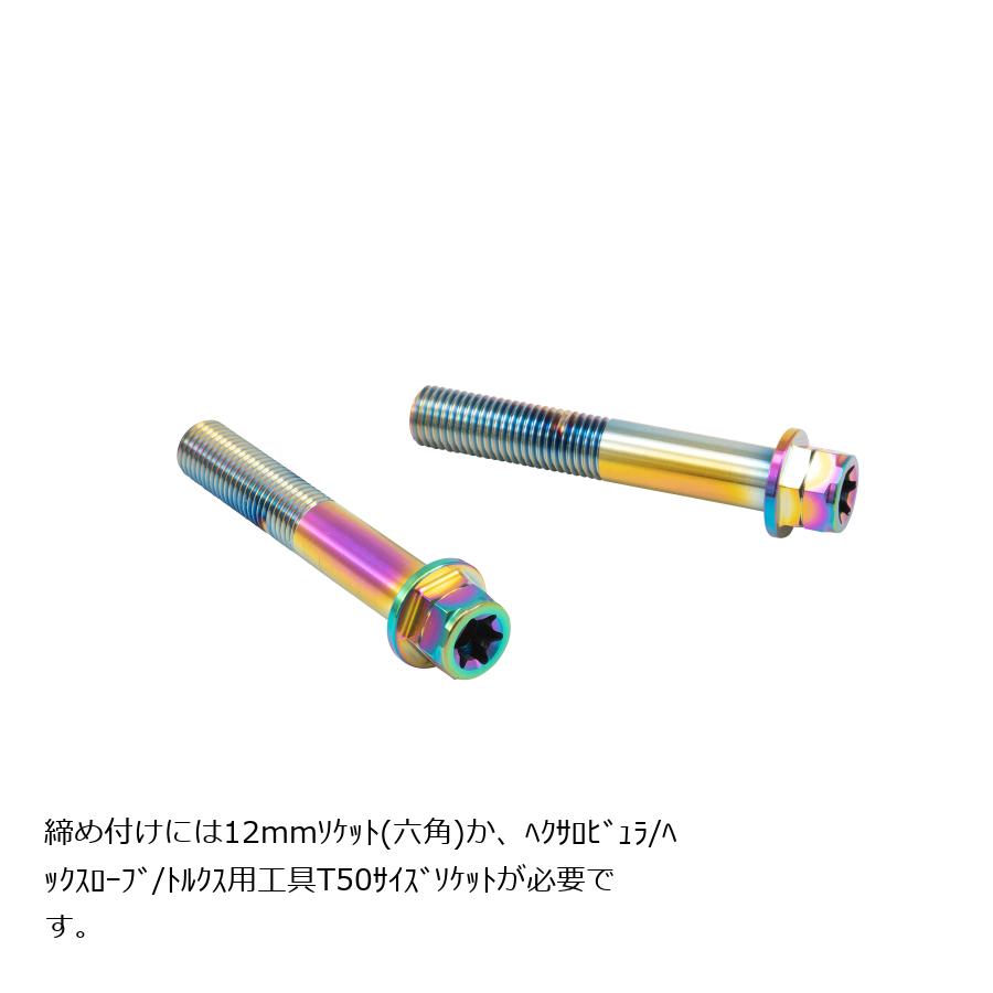 Rakuten - プロトブレンボ ステンレスキャリパーマウントボルト チタン色 60mm フランジ六角 M10/P1.25 ヘクサロビュラ 2本入 CMBF-060T