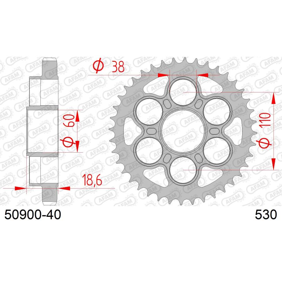 AFAM (アファム) リアスチールスプロケット 530-40 1200MTS Multistrada