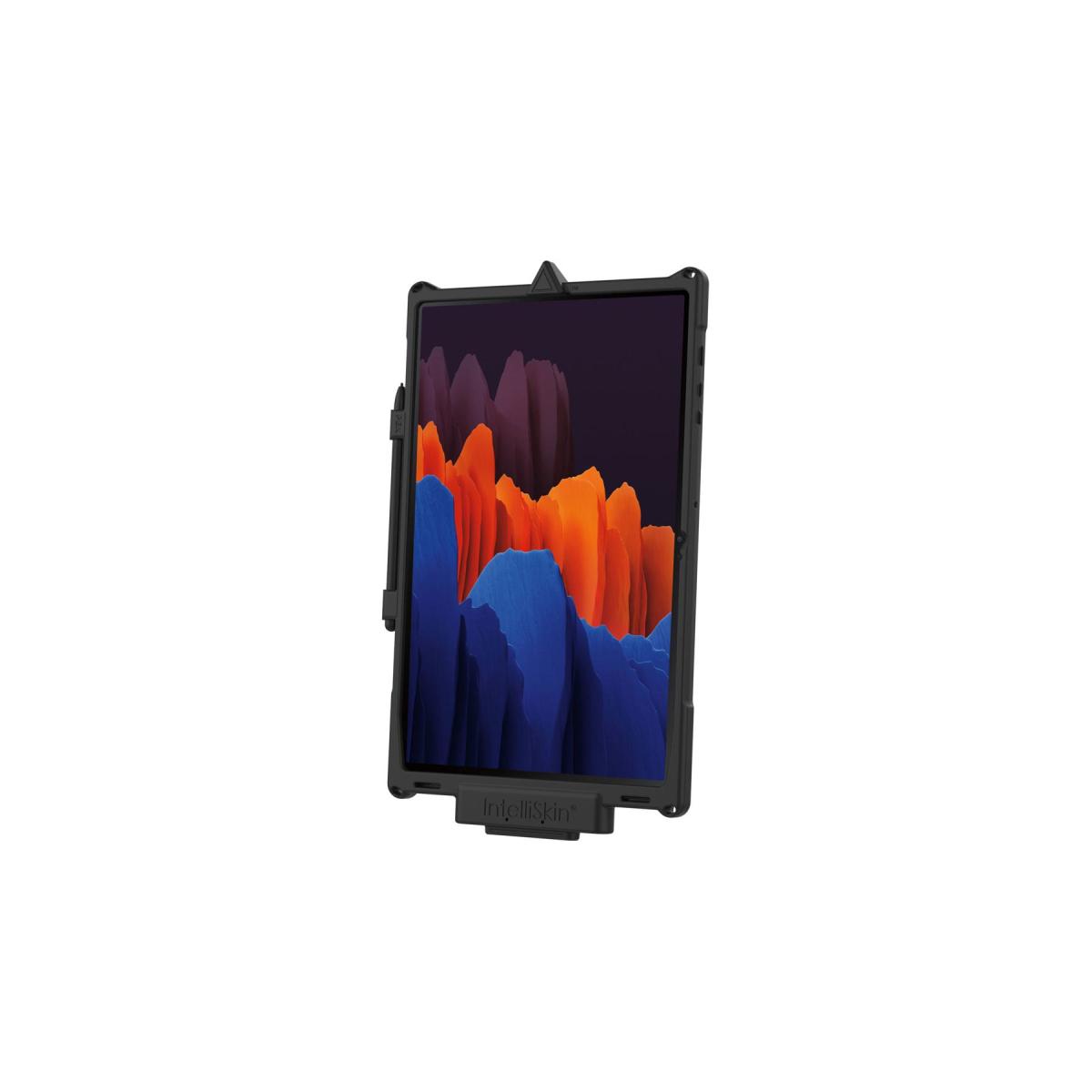 メーカー名：ラムマウントメーカー品番：RAM-GDS-SKIN-SAM78NGカタログ品番：P115-2431Intelliskinシリーズは主にGDS Technology製品と組み合わせて使用する機種専用設計の保護ケースです。ケース本体にポゴピン端子への充電端子変換機構が組み込まれており、専用の充電ドックにセットするだけでデバイスの充電が可能に。通常の充電ケーブルを脱着することによるロスを削減し、頻繁な抜き差しによって発生する接続不良のリスクを低減します。各種ボタンやカメラなど各種インターフェースへのアクセスも用意で、ハンドスタンドやショルダーストラップをはじめとした豊富な追加アクセサリーを組み合わせることで必要に応じて機能を拡張することができます。色[カラー]：ブラック重量[グラム]：322材質[素材]：ポリカーボネート、TPE(Thermoplastic Elastomers)内容量[数量]：1個使用上の注意：※取付け時は使用環境、取付け箇所の必要に応じて適宜市販の緩み止め接着剤などを使用して確実に固定してください。※必ず使用用途に合った耐荷重のボールサイズをお選びください。また万が一の脱落防止のため、装着機器には脱落防止用ストラップなどを使用してください。※製造工程上、製品表面の塗膜に一部色ムラや剥がれ、バリが見受けれらる場合がございます。製品の使用・機能的に問題がない場合は補償対象外となります。適合機種：【Samsung/サムスン】 Galaxy Tab S8+ Galaxy Tab S7+ 12.4inch SM-T970 Galaxy Tab S7 FE SM-T736B