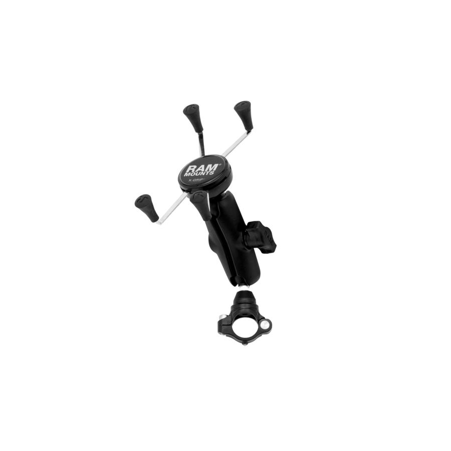 メーカー名：ラムマウントメーカー品番：RAM-PL10カタログ品番：P119-6411プロトオリジナルの振動低減機構を搭載した1インチボールのクランプベース、ラムマウントを代表する汎用スマホホルダー「Xグリップ」のMサイズおよび標準アームのセット品。1年以上の開発期間を投じ、従来のラムマウントパーツを超える高い防振性能を備えることに成功。本体クランプ部は制振効果に優れた亜鉛ダイカストを使用し、ボール根本部分に防振ゴムを組み込むことでピーク時の振動を最大60％低減します。アイドリングから高回転域まで、幅広い周波数帯で振動を軽減し、スマートフォンへのダメージを抑えます。自社開発にあたって防振性能だけでなく取り付けやすさにも配慮した片開きのクランプは、φ22.2/25.4mmの幅広いハンドルバーに簡単に取付可能がです。テーパーバーのテーパー部分にも付属のM4ネジを使用することでフレキシブルに対応することができます。色[カラー]：ブラックサイズ：1インチボール重量[グラム]：384材質[素材]：高強度アルミニウム(Marine-grade aluminum)、高強度複合材(High strength composite)、ステンレス(Stainless steel)、亜鉛ダイカスト(Die-cast zinc)内容量[数量]：1セット付属品：テザーバンド x1、ラバーキャップ用接着剤 x1、φ22.2mm用スペーサーセット、クランプ用M6キャップボルト、回り止め用M4六角穴付止めネジ特記事項：この商品はBサイズ(1インチボール)規格となります。他のボールサイズとの互換性はありません。使用上の注意：※必ず使用用途に合った耐荷重のボールサイズをお選びください。また万が一の脱落防止のため、装着機器には脱落防止用ストラップなどを使用してください。※本製品はスマートフォンの不具合・故障を全て防ぐものではございません。※製造工程上、製品表面の塗膜に一部色ムラや剥がれ、バリが見受けれらる場合がございます。製品の使用・機能的に問題がない場合は保証対象外となります。適合機種：【Apple/アップル】iPhone6s iPhone7 iPhone8 iPhoneSE iPhoneX iPhoneXs iPhoneXr iPhone11 iPhone11 Pro iPhone12 iPhone12 mini iPhone 12 Pro iPhone13 iPhone13 mini iPhone13 Pro iPhone14 iPhone14 Pro iPhone15 Pro 【Blackberry/ブラックベリー】 DTEK 50 DTEK 60 KEYone 【Garmin/ガーミン】 Approach G8 Edge 1030 Edge Explore 1000 【Google/グーグル】 Pixel Pixel XL Pixel 2 Pixel 3 Pixel 3a Pixel 4 Pixel 4 XL Pixel 4a Pixel 5 Pixel 6 Pixel 6 Pro Pixel 7 Pixel 8 【HTC/エイチティーシー】 U11 U11 life 【Huawei/ファーウェイ】 Mate 20 Pro P30 Pro 【LG/エルジー】 Aristo Aristo 2 Exalt LTE G5 G5 Silver G6 G6+ G7 ThinQ G8 ThinQ Grace LTE K20 K20 Plus K20 V K3 K3 2017 K8 2017 Phoenix 3 Q6 Rebel 2 LTE Rebel 3 LTE Risio 2 Tribute Dynasty Tribute HD V30 V35 ThinQ V4（他）関連商品：品番：P067-9915，P054-1255，P115-60882024/06/20メーカーサイトより転載　（情報はメーカーにて更新されている場合があります）「X-Grip」は、スマホケース付きの端末でもしっかりとホールドする特徴的なXデザインを採用、ホルダー本体は屋外での使用にも耐える高強度複合材とステンレススチールによって構成されています。【製品詳細】●商品内容・テザーバンド x1・ラバーキャップ用接着剤 x1・φ22.2mm用スペーサーセット x1・クランプ用M6キャップボルト x1・回り止め用M4六角穴付止めネジ x1●ホルダー対応サイズ横幅: 44.4〜114.3mm厚み: 最大22.2mm●ハンドル対応径φ22.2/25.4mm(ミリバー/インチバー）●取付方法1. ハンドルへクランプを取り付けます。25.4mmハンドル(インチバー)の場合、クランプを直接ハンドルへ取付けます。22.2mmハンドル(ミリバー)の場合は、付属のスペーサーを使用してください。別途M6キャップボルト用六角レンチを使用して確実に固定してください。2. 必要に応じて回り止めネジを締めます。クランプ下側のM4六角穴付止めネジを締めこむことでより強固な固定が可能となります。ハンドルの曲げ部分や、クランプがズレてしまう場合に適宜締めこんで固定してください。3. ラムマウントパーツと組み合わせます。本製品はラムマウントの1インチボールを採用しており、同社の1インチボールサイズの各種パーツと組み合わせが可能です。別途1インチボール用パーツを求めいただき、用途に応じてマウントを組み合わせてください。4. ガタツキなどがないか確認します。取り付け後、クランプがズレたりガタついたりしないか確認をしてください。（防振構造のためクランプベースのボール根本部分が可動しますが仕様のため問題ありません）万が一、ガタつきなどが見られた場合、手順に沿って再度お取付いただき、解消しないようであればお問合せください。●注意事項・ ボール部分の六角ボルトは外したり緩めたりしないでください。本来の性能を発揮できなくなる他、製品の破損や脱落に繋がる可能性があります。・ ゴムの性質に影響を与え本来の性能を損なう恐れがあるため、ボール根本のゴム部分にパーツクリーナーなどのケミカル類を塗布しないでください。・ 本製品はRAM Mounts社製1インチボールパーツとの組み合わせを想定し設計されています。他社製の振動対策パーツとの組み合わせは振動軽減効果に予期せぬ影響を与える可能性があり、本来の性能を発揮できない恐れがあるため推奨いたしません。・ 個体差によりボール部分のラバーコーティングに若干のバラつきがございますが機能に問題はありません。