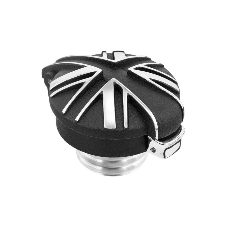 Motone(モートーン) モンツァ タンクキャップ ユニオンジャック ブラック/ポリッシュ アルミ T100/T120 SpeedTwin900 スクランブラー Scrambler900 NMX019-NMX003