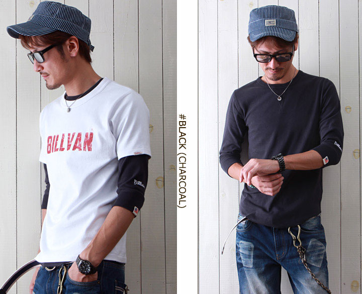 クリックポスト Tシャツ メンズ BILLVAN ビルバン スパンフライス 七分袖 Tシャツ アメカジ カットソー メンズ