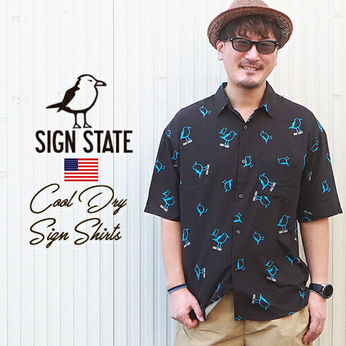 SIGN STATE・CoolGulls接触冷感・総柄シャツ・アロハシャツ サインステート