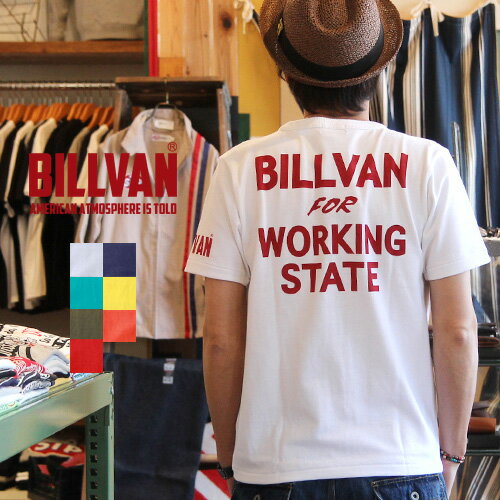 クリックポスト Tシャツ メンズ アメカジ BILLVAN ビルバン アメカジプリント半袖Tシャツ WORKING 726A ヘビーウェイト Tシャツ