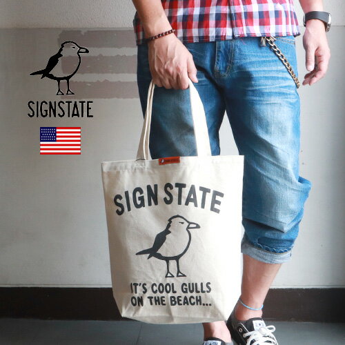 SIGN STATE ナチュラル キャンバス Cool Gulls 190520柄 トートバッグ