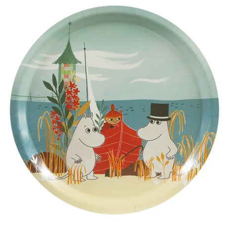 ムーミン　トレイ　丸　輸入品　スウェーデン製　トレー　木製（白樺合板）Opto design オプトデザイン ラウンドトレイMムーミンビーチボート 　ウッドトレー