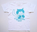 高原鉄男　猫画コレクション　Tシャツ　Blowin in the wind2　ブループリント　白地　XLサイズ　8009