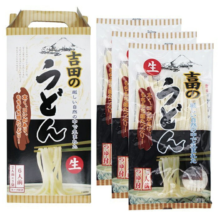 吉田のうどん 生めん 2人前×3袋 6人前 手提げ（つゆ付） お試し お取り寄せ グルメ ご当地グルメ ギフト 山梨名物