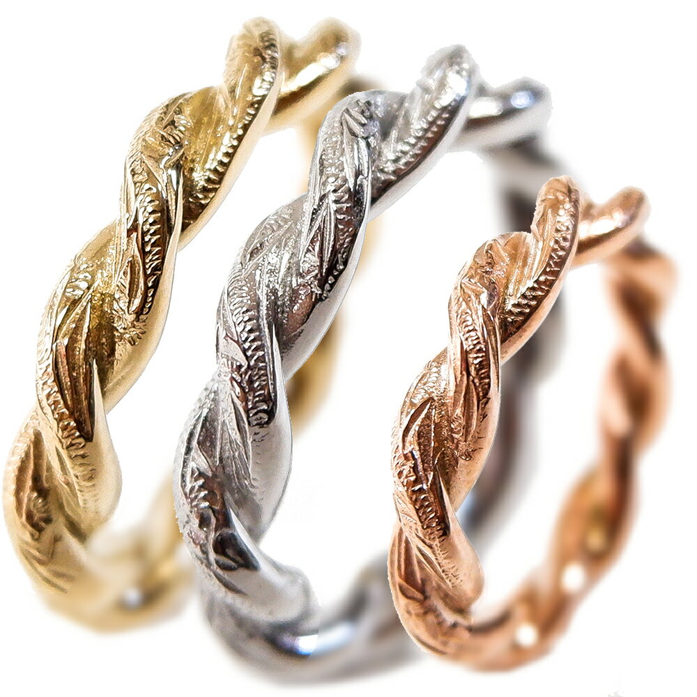 ハワイアンジュエリー リング K14イエローゴールドコーティング ロープ バンブー 竹 スチールシルバー クロス 記念日 プレゼント ギフト サージカルステンレ...