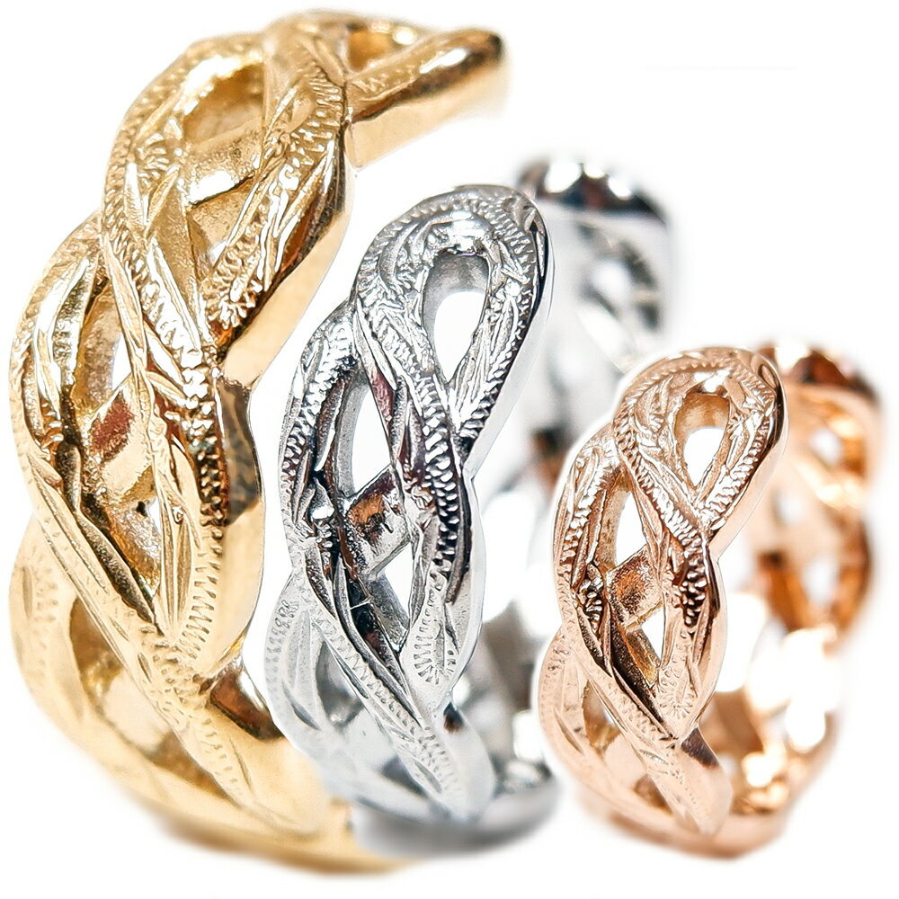 ハワイアンジュエリー リング チェーン K14イエローゴールドコーティング ピンクゴールド サージカルステンレス スクロール 誕生日 プレゼント ギフト