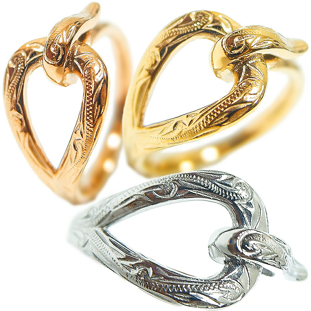 ハワイアンジュエリー リング ステンレス 指輪 レディース メンズ つけっぱなし 金属アレルギー対応 K14ゴールドコーティング ピンクゴールド フィッシュフッ...