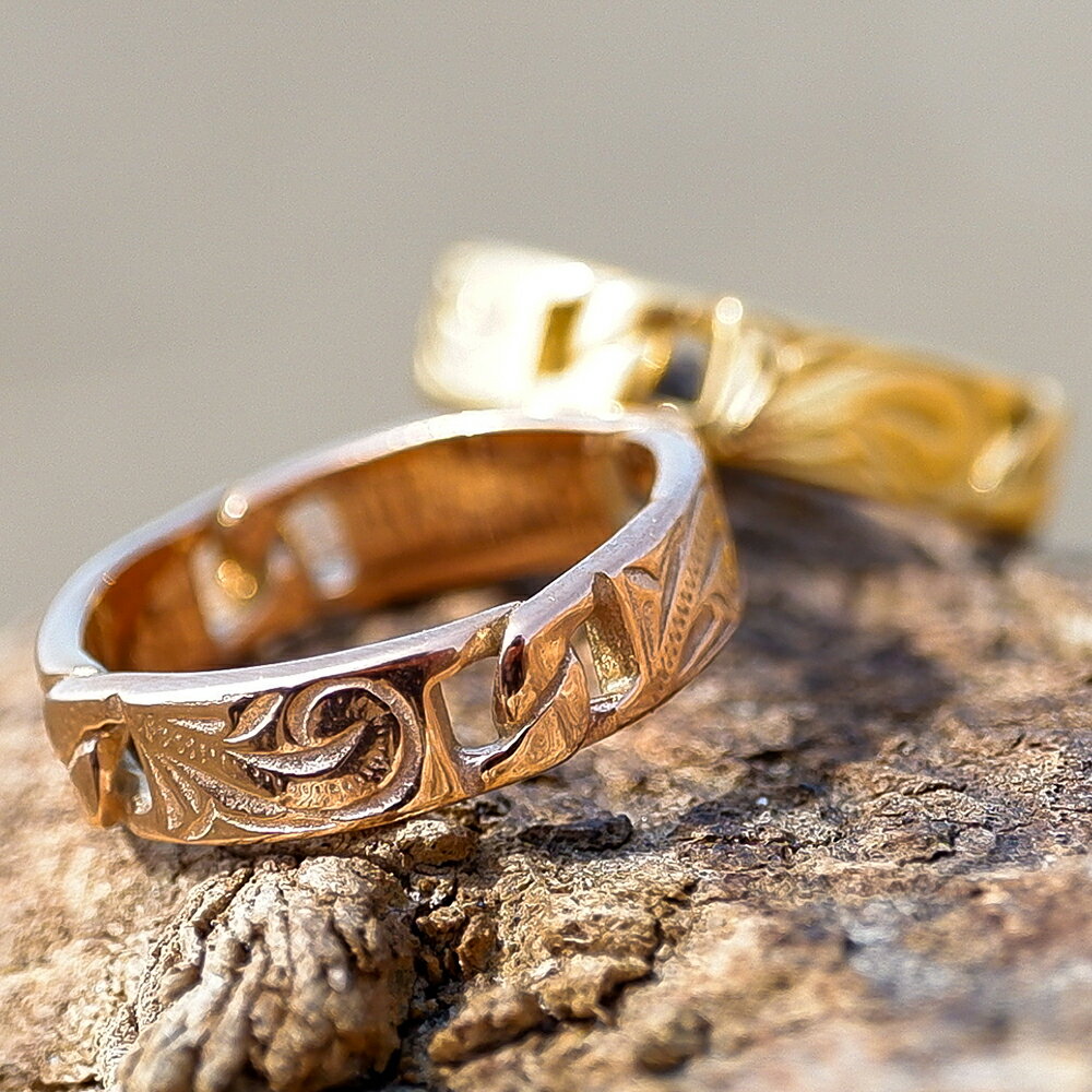 リング 指輪 ハワイアンジュエリー レディース メンズ つけっぱなし おしゃれ シンプル シルバー イエローゴールド ピンクゴールド サージカルステンレス ステンレス 鎖 チェーン 波 スクロール ペア 女性 男性 ユニセックス ジェンダーレス プレゼント ギフト 記念日 誕生日