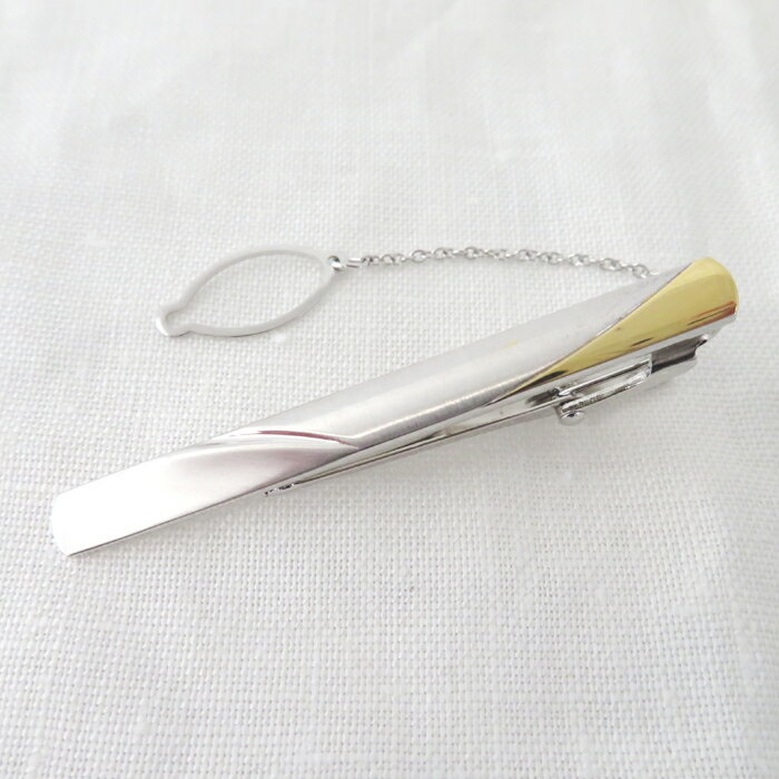 シルバー　コンビ　タイバー　ロジウム加工　変色防止　誕生日　プレゼント　贈り物　記念品　ギフト　おしゃれ　上品　大人　社会人　メンズ　スーツ　ネクタイ　フォーマル　お祝い　結婚式　彼氏 男性 20代 30代 40代 50代 　ジュエリー　アクセサリー　日本製　送料無料