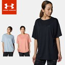 ☆ネコポス アンダーアーマー レディース Tシャツ 半袖 ワンポイントロゴ 丸首 UA テック ボックス タック ショートスリーブ シャツ ルーズ 吸汗速乾 防臭 定番 伸縮性 トレーニング ランニング ヨガ フィットネス カジュアル 1385475 あす楽 対応可